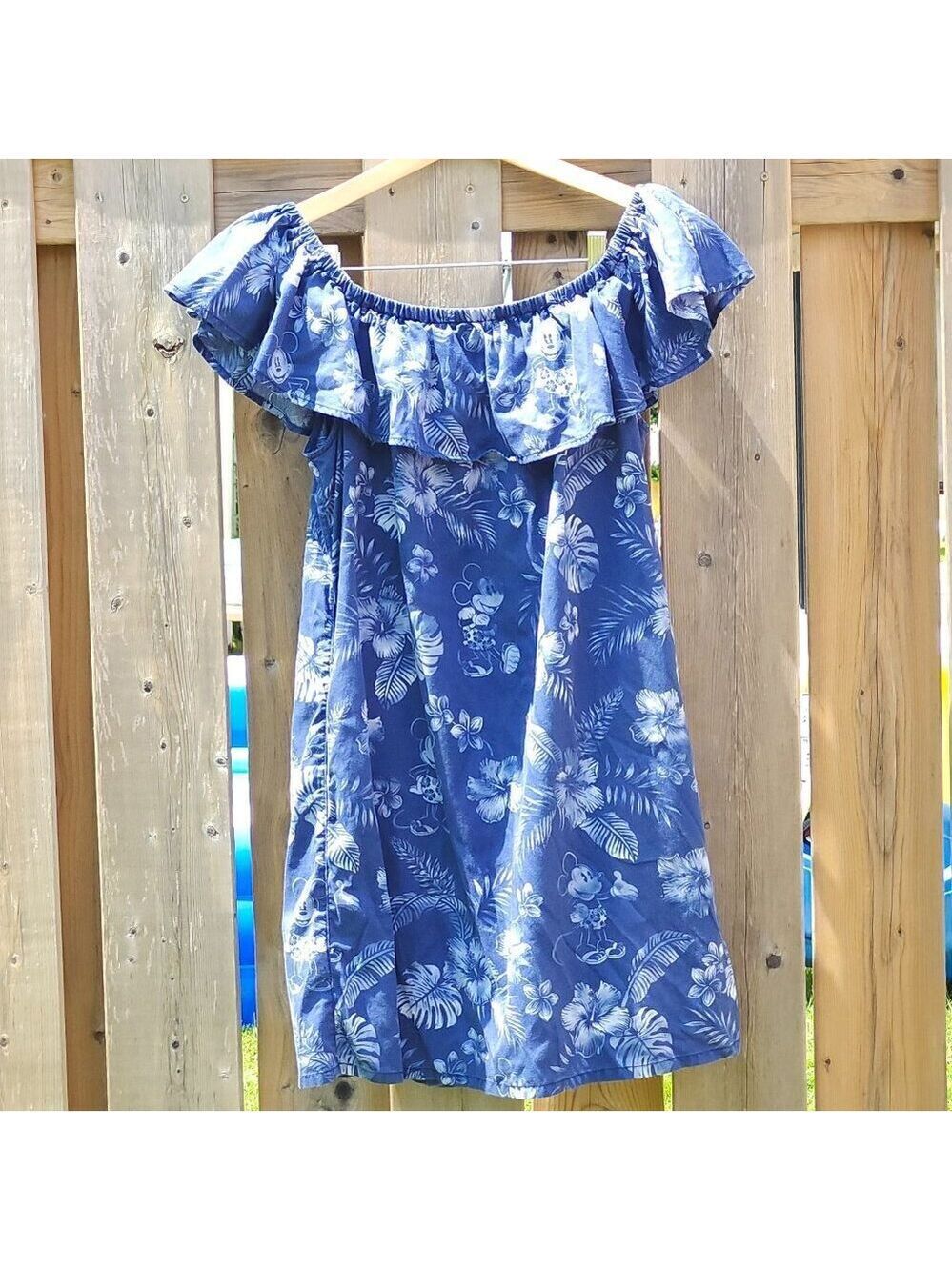 NEW Disney Parks X Tommy Bahama Mini Dress Size Medium Navy Blue Mickey Mouse